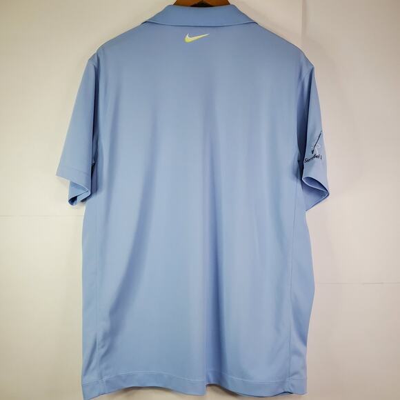 Nike Golf Tour Performance Mens L Large Dri-Fit Shirt Polo Blue White Geometric - Picture 4 of 11